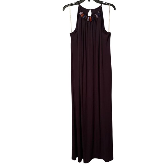 Cato Womens Purple Sleeveless Maxi Dress size Lrge With Decorative Beaded Neckli - Picture 2 of 12
